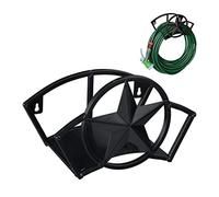 Relaxdays Support Tuyau d’arrosage, pour 45 m & 5/8", Enrouleur, dévidoir, Acier, Montage Mural, Rond, Jardin, Noir
