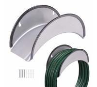 Relaxdays, lot de 2 supports muraux pour tuyaux d'arrosage jusqu'à 38 m, protection des bords, montage mural, argent