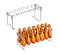 Relaxdays Supports pour Cuisses de Poulet, 2 pièces, en INOX, volaille croustillante sans retournement, Pliables, Argent