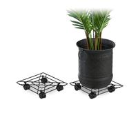 Relaxdays Supports sur roues pour plantes carrés