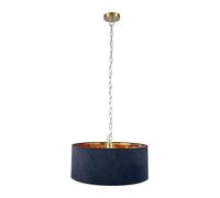 Relaxdays Suspension, Abat-Jour en Tissu, 180 x 40 cm, E27, Lampe Moderne Salle à Manger, Noir/Bronze