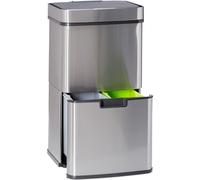 Relaxdays Système de tri des déchets 3 fois capteur de mouvement 60 L extensible inox HBT - Pratique moderne stylé grand;rrr