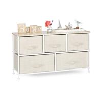 Relaxdays système d'étagères 5 tiroirs tissu caisson universel métal/bois HxLxP 54 5×100×30 cm beige