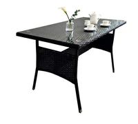 Relaxdays Table jardin effet rotin, plateau verre