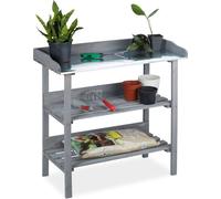 relaxdays Table à plantes grise 92,0 x 41,0 x 86,0 cm