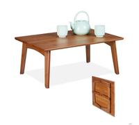 Relaxdays Table basse, pliable, en bambou, aspect bois de noyer, H x L x P : 25 x 60 x 40 cm, pour le salon, marron