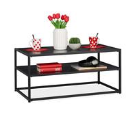 Relaxdays Table basse, rectangulaire et basse, avec supports, en bois MDF et métal, Table pour salon, HlP 42x90x50cm