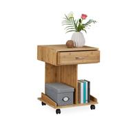 Relaxdays Table console à roulettes ROLLI table d'appoint tiroir 2 compartiments bambou HxlxP: 56 5 x 43 x 46 cm nature
