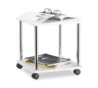 Relaxdays Table d’appoint blanche 2 niveaux