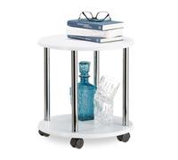Relaxdays Table d’appoint blanche 2 niveaux