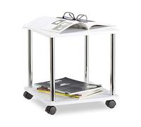 Relaxdays Table d’appoint blanche carrée à roulettes table basse plantes desserte chariot HxlxP: 41,5 x 40 x 40cm, blanc