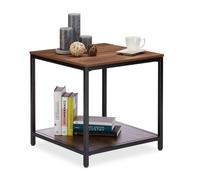 Relaxdays Table d’appoint Bois Cadre Métal Noir