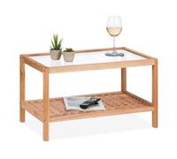 Relaxdays Table d’appoint en verre et en bois