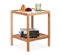 Relaxdays Table d’appoint en verre et en bois