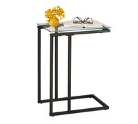 Relaxdays Table d’appoint haute en verre et métal