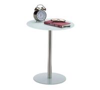 Relaxdays Table d’appoint ronde en Verre et Inox