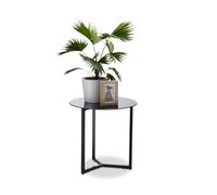 Relaxdays Table d’appoint ronde en Verre et Métal