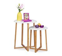 Relaxdays Table d'appoint banches jeu de 2