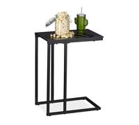 Relaxdays Table d’appoint Veilleuse Petit meuble d’angle pour sofa lit Métal et bois HlP: 59 5 x 30 x 45 cm Noire