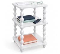 Relaxdays, table d'appoint, à 3 niveaux, pieds en pin, blanche | Salon et bureau, table basse