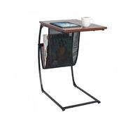 Relaxdays Table d'appoint avec Porte-revues, H x L x P : 64 x 51 x 35 cm, MDF, métal, Forme en C, Table Basse, Brun/Noir