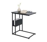 Table d'appoint Relaxdays, étagère et tiroir, H x L x P 60 x 55 x 36 cm, Table pour canapé et lit, métal et MDF, Noir