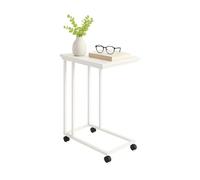 Relaxdays Table d'appoint avec roulettes, H x L x P : 68 x 50 x 35 cm, MDF, métal, Forme en C, Table à Glisser.