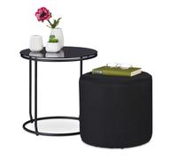 Relaxdays Table d'appoint avec tabouret noir