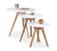 Relaxdays Table d'appoint bois de noyer lot de 3