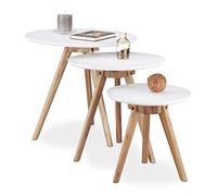 Relaxdays Table d'appoint bois de noyer lot de 3
