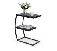 Relaxdays Table d'appoint en forme de C, MDF et fer, H x L x P : 58,5 x 47,5 x 25 cm, pour le salon, noire