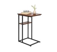 Relaxdays Table d'appoint, Grand et Petit Plateau, H x L x P 60 x 40 x 30 cm, pour canapé ou lit, métal MDF, Noir/Brun