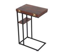 Relaxdays Table d'appoint, H x L x P : 64 x 52 x 39 cm, Plateau Extensible, MDF, métal, C, Table Basse, Brun/Noir