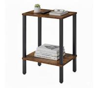 Relaxdays Table d'appoint carrée, HxLxP 55 x 38 x 30 cm, 2 tablettes, Design Industriel, Marron/Noir, Salon