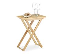 Relaxdays Table d'appoint pliable bambou table de jardin table console rectangle balcon terrasse HxlxP: 52 x 40 x 31 cm- nature