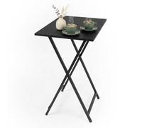 Relaxdays Table d'appoint Pliable, Table Peu encombrante, Noire | H x l x P : 66,5 x 48 x 36 cm, table basse, aspect bois et métal