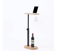 Relaxdays Table d'appoint réglable, Bambou et métal, 82x40x22 cm, Naturel/Noir, Salon