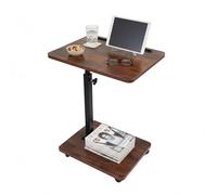 Relaxdays Table d'appoint réglable en Hauteur 48-84 cm, Style Industriel, roulettes Brun, 48x30x40 cm