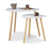 Relaxdays Table d'appoint ronde lot 2 bois blanc