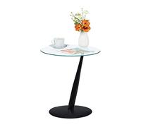 Relaxdays Table d’appoint noire en verre