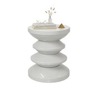 Relaxdays Table d'appoint & Tabouret, Zigzag, HxD 46 x 35 cm, métal, Gris Clair, déco Salon
