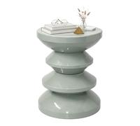 Relaxdays Table d'appoint & Tabouret, Zigzag, HxD 46 x 35 cm, métal, Sauge, déco Salon