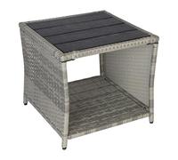 Relaxdays Table de Balcon carrée, H x L x P 40 x 45 x 45 cm, polyrattan/WPC/Acier, Grise, pour extérieur