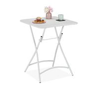 Relaxdays Table de Balcon Pliable, Console de Jardin, HxLxP: 74x59x59 cm, Table de Camping résistante, Pliante, Blanc