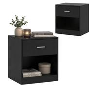 Relaxdays Table de Chevet 2 pcs, Noir, avec tiroir et Niche Ouverte, H x L x P 41 x 39 x 28 cm
