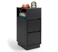 Relaxdays Table de Chevet, 2 tiroirs, 1 Compartiment Ouvert, Noir