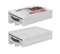Relaxdays Table de Chevet à Fixer, 2 pièces, Bambou, H x l x P : 14 x 37 x 26,5 cm, tiroir, Tablette de lit, Blanc