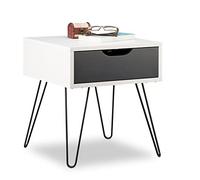 Relaxdays Table de Chevet à Tiroir, Design Moderne, Petite Console de Lit géométrique, HLP : 44 x 40 x 40 cm, Gris-Blanc, Schwarz-weiß
