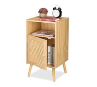 Relaxdays Table de Chevet, avec 1 Porte Aspect rotin, H x L x P : env. 72 x 40 x 39 cm, pour la Chambre, Nature