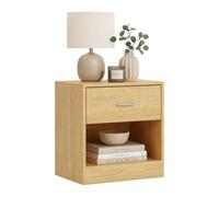 Relaxdays Table de Chevet avec tiroir et Niche Ouverte, H x L x P: 41 x 39 x 28 cm, Coloris Naturel
